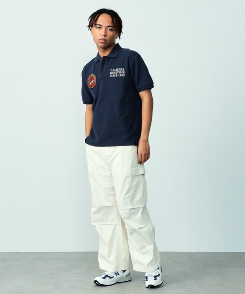 Alpha Industries(アルファインダストリーズ)の「フライトパッチ カノコポロシャツ(ポロシャツ・メンズ・ネイビー/ホワイト・LARGE/X-LARGE/MEDIUM)」の6枚目の写真