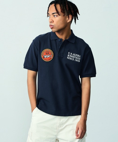 Alpha Industries(アルファインダストリーズ)の「フライトパッチ カノコポロシャツ(ポロシャツ・メンズ・ネイビー/ホワイト・LARGE/X-LARGE/MEDIUM)」の15枚目の写真