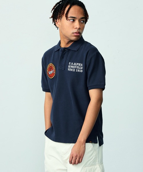 Alpha Industries(アルファインダストリーズ)の「フライトパッチ カノコポロシャツ(ポロシャツ・メンズ・ネイビー/ホワイト・LARGE/X-LARGE/MEDIUM)」の12枚目の写真