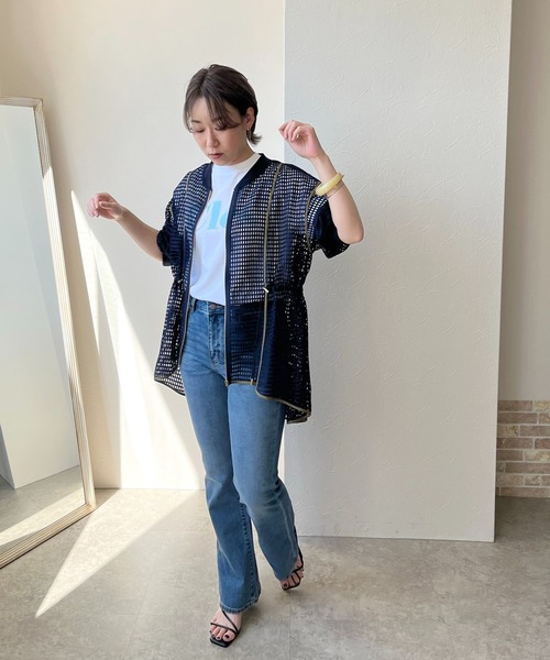 LHELBIE（レルビエ）の「メッシュドロストブルゾン（ブルゾン・レディース・オフホワイト/ネイビー/ブラック・M）」の14枚目の写真