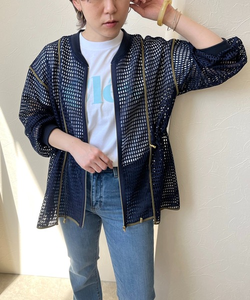 LHELBIE（レルビエ）の「メッシュドロストブルゾン（ブルゾン・レディース・オフホワイト/ネイビー/ブラック・M）」の15枚目の写真