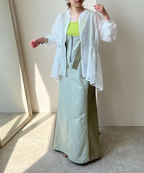 LHELBIE（レルビエ）の「メッシュドロストブルゾン（ブルゾン・レディース・オフホワイト/ネイビー/ブラック・M）」の5枚目の写真