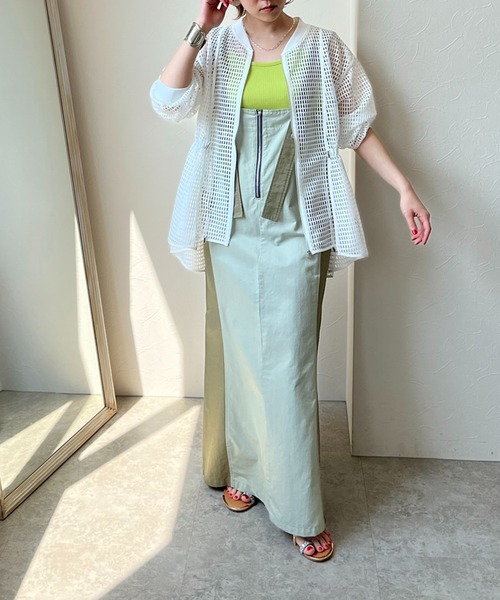 LHELBIE（レルビエ）の「メッシュドロストブルゾン（ブルゾン・レディース・オフホワイト/ネイビー/ブラック・M）」の16枚目の写真