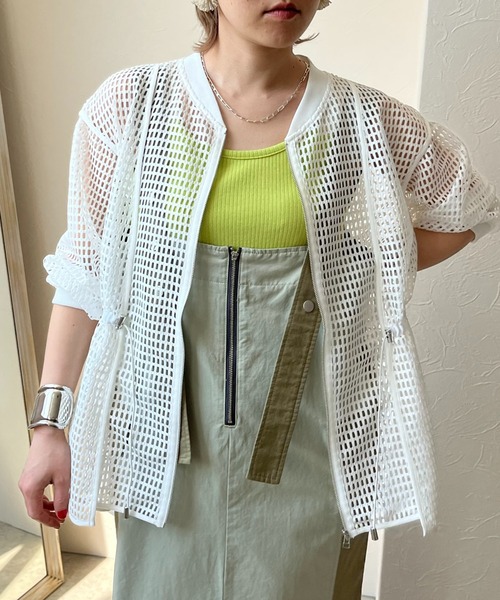 LHELBIE（レルビエ）の「メッシュドロストブルゾン（ブルゾン・レディース・オフホワイト/ネイビー/ブラック・M）」の11枚目の写真