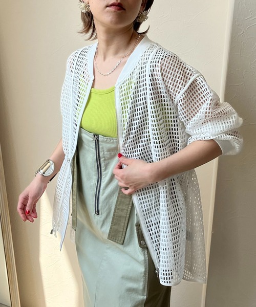 LHELBIE（レルビエ）の「メッシュドロストブルゾン（ブルゾン・レディース・オフホワイト/ネイビー/ブラック・M）」の17枚目の写真