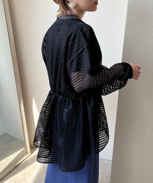 LHELBIE（レルビエ）の「メッシュドロストブルゾン（ブルゾン・レディース・オフホワイト/ネイビー/ブラック・M）」の13枚目の写真