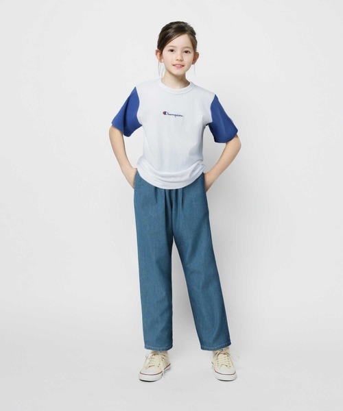 Champion（チャンピオン）の「【Champion】ロゴ刺繍クレイジーＴシャツ（Tシャツ/カットソー・キッズ・ブラック×グレー/ブルー/ライトインディゴブルー/グリーン・105/120/140/130）」の9枚目の写真