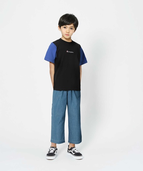 Champion（チャンピオン）の「【Champion】ロゴ刺繍クレイジーＴシャツ（Tシャツ/カットソー・キッズ・ブラック×グレー/ブルー/ライトインディゴブルー/グリーン・105/120/140/130）」の11枚目の写真