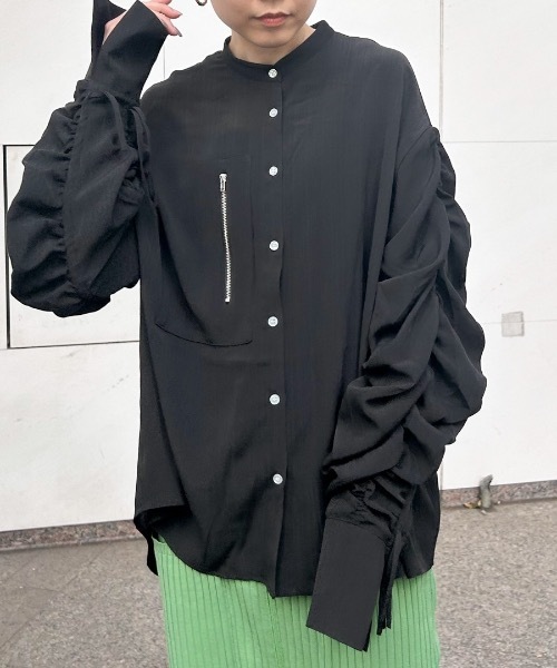 led.tokyo（レッドトウキョウ）の「【led.tokyo】ボリュームギャザースリーブシャツ（シャツ/ブラウス・レディース・ブラック/ブルー/アイボリー・FREE）」の10枚目の写真