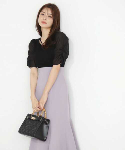 PROPORTION BODY DRESSING(プロポーションボディドレッシング)の「シアースリーブニット五分袖 / 1213170902(ニット/セーター・レディース・ブラック/ベージュ・SMALL/MEDIUM)」の5枚目の写真