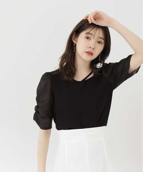 PROPORTION BODY DRESSING(プロポーションボディドレッシング)の「シアースリーブニット五分袖 / 1213170902(ニット/セーター・レディース・ブラック/ベージュ・SMALL/MEDIUM)」の11枚目の写真