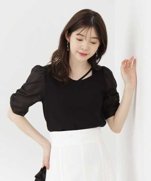 PROPORTION BODY DRESSING(プロポーションボディドレッシング)の「シアースリーブニット五分袖 / 1213170902(ニット/セーター・レディース・ブラック/ベージュ・SMALL/MEDIUM)」の13枚目の写真