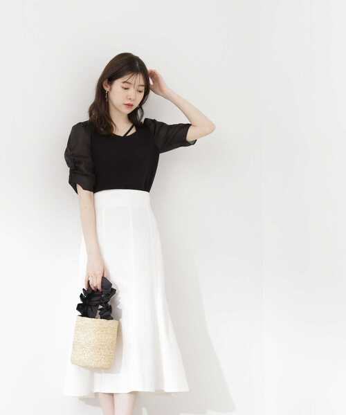 PROPORTION BODY DRESSING(プロポーションボディドレッシング)の「シアースリーブニット五分袖 / 1213170902(ニット/セーター・レディース・ブラック/ベージュ・SMALL/MEDIUM)」の6枚目の写真