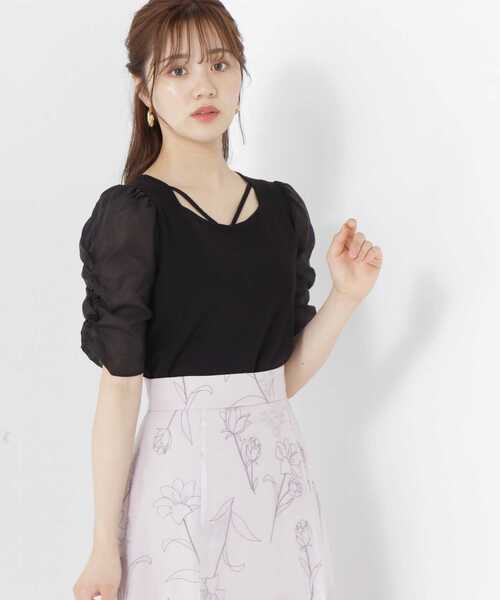pleats ブラウン五分袖ニット afxt0271-m-01-pl.jpg