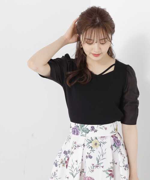 PROPORTION BODY DRESSING(プロポーションボディドレッシング)の「シアースリーブニット五分袖 / 1213170902(ニット/セーター・レディース・ブラック/ベージュ・SMALL/MEDIUM)」の10枚目の写真