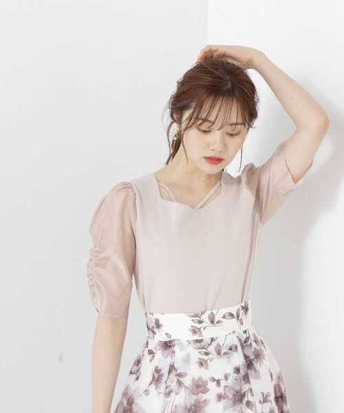 PROPORTION BODY DRESSING(プロポーションボディドレッシング)の「シアースリーブニット五分袖 / 1213170902(ニット/セーター・レディース・ブラック/ベージュ・SMALL/MEDIUM)」の3枚目の写真