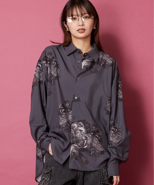 セール】ビッグシルエット総柄シャツ（シャツ/ブラウス