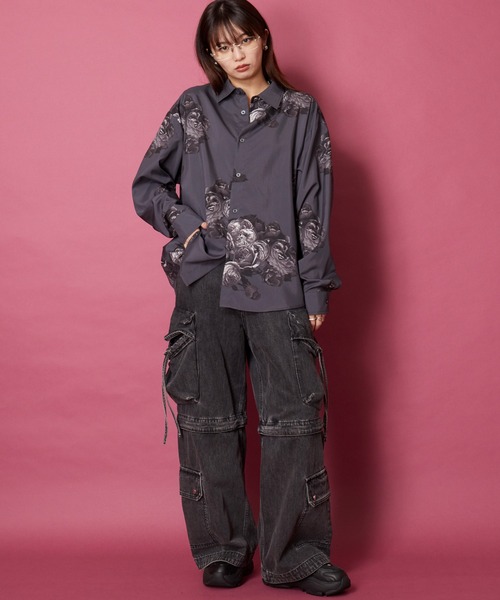 セール】ビッグシルエット総柄シャツ（シャツ/ブラウス