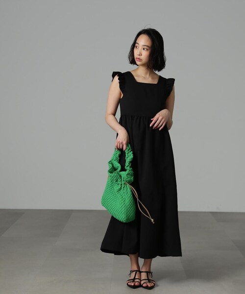 FREE'S MART（フリーズマート）の「◆ドローイング巾着バッグ（ハンドバッグ・レディース・ホワイト/ブラック/グリーン・ﾌﾘ-）」の13枚目の写真