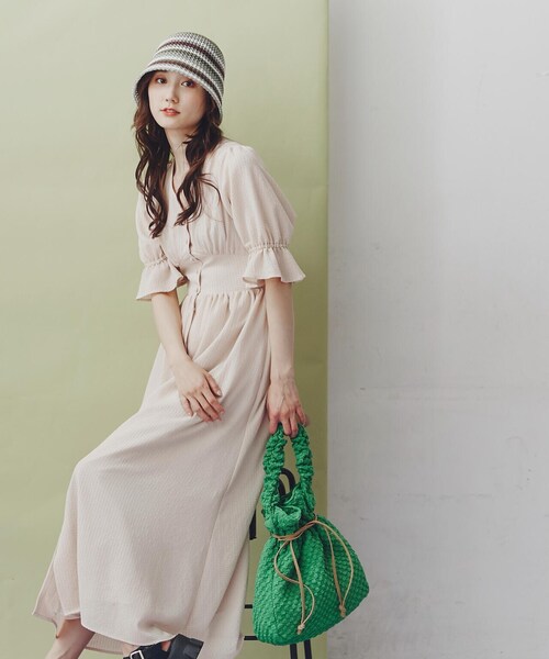 FREE'S MART（フリーズマート）の「◆ドローイング巾着バッグ（ハンドバッグ・レディース・ホワイト/ブラック/グリーン・ﾌﾘ-）」の12枚目の写真