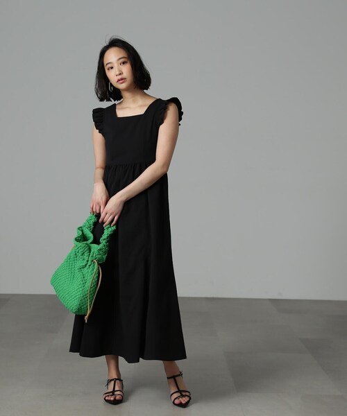 FREE'S MART（フリーズマート）の「◆ドローイング巾着バッグ（ハンドバッグ・レディース・ホワイト/ブラック/グリーン・ﾌﾘ-）」の9枚目の写真