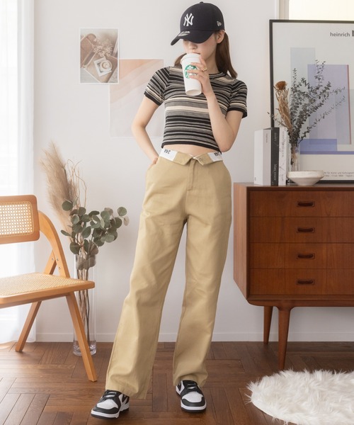 Ada.(エイダ)の「今なら490円!マルチボーダー コンパクトニット チビT(Tシャツ/カットソー・レディース・マスタード/グリーン/ブラック・FREE)」の16枚目の写真