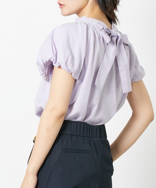 Le temps riche（ルタンリッシュ）の「【販売終了】コットンドビーバックリボンパフスリーブブラウス ＜Le temps riche＞（シャツ/ブラウス・レディース・イエロー/オフホワイト/パープル・M/L）」の2枚目の写真