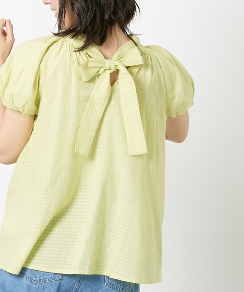 Le temps riche（ルタンリッシュ）の「【販売終了】コットンドビーバックリボンパフスリーブブラウス ＜Le temps riche＞（シャツ/ブラウス・レディース・イエロー/オフホワイト/パープル・M/L）」の5枚目の写真