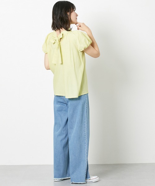 Le temps riche（ルタンリッシュ）の「【販売終了】コットンドビーバックリボンパフスリーブブラウス ＜Le temps riche＞（シャツ/ブラウス・レディース・イエロー/オフホワイト/パープル・M/L）」の12枚目の写真