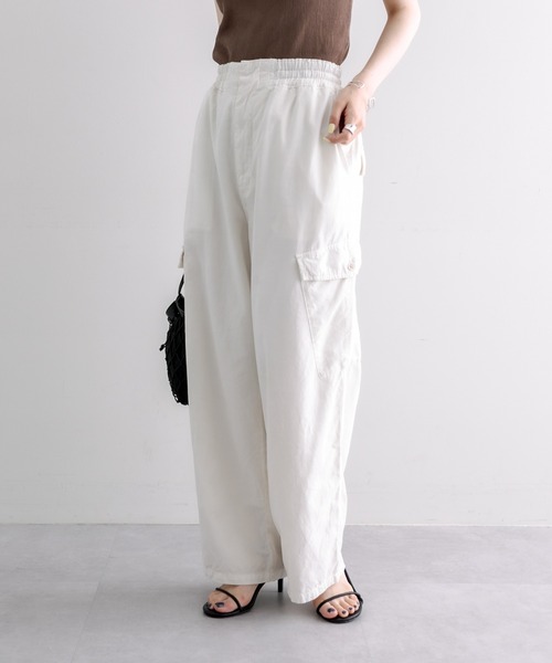 PUAL CE CIN（ピュアルセシン）の「ツイルカーゴパンツ（カーゴパンツ・レディース・カーキ/アイボリー/ネイビー・FREE）」の2枚目の写真