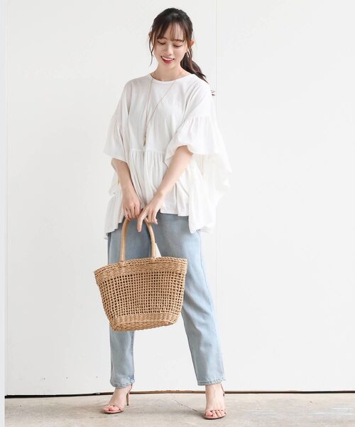 冷感カノコワイドギャザープルオーバー（Tシャツ/カットソー