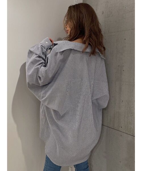 GYDA（ジェイダ）の「GGストライプオーバーシャツ（シャツ/ブラウス・レディース・ネイビー/ライトブルー/オレンジ・FREE）」の21枚目の写真