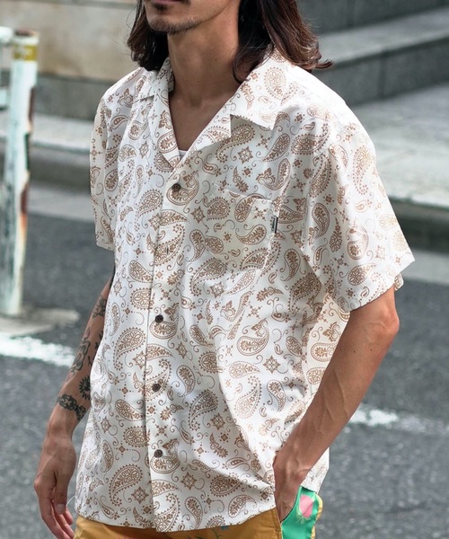 roial（ロイアル）の「SS SHIRT/ROAIL(ロイアル)ペイズリーパターンボックスシルエット半袖総柄シャツ（シャツ/ブラウス・メンズ・ベージュ/ネイビー・MEDIUM/X-LARGE/LARGE）」の2枚目の写真