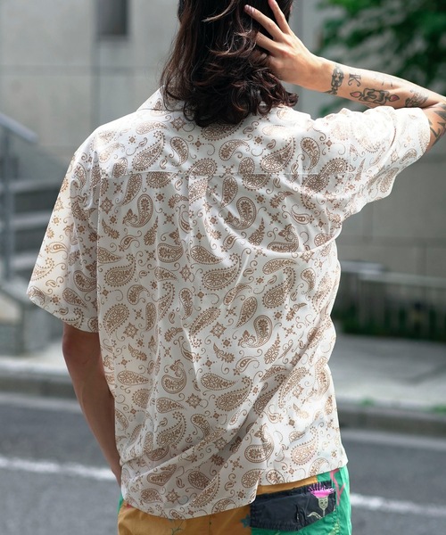 roial（ロイアル）の「SS SHIRT/ROAIL(ロイアル)ペイズリーパターンボックスシルエット半袖総柄シャツ（シャツ/ブラウス・メンズ・ベージュ/ネイビー・MEDIUM/X-LARGE/LARGE）」の7枚目の写真