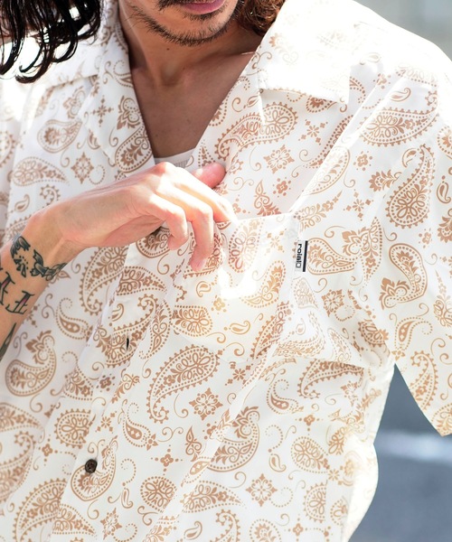 roial（ロイアル）の「SS SHIRT/ROAIL(ロイアル)ペイズリーパターンボックスシルエット半袖総柄シャツ（シャツ/ブラウス・メンズ・ベージュ/ネイビー・MEDIUM/X-LARGE/LARGE）」の8枚目の写真