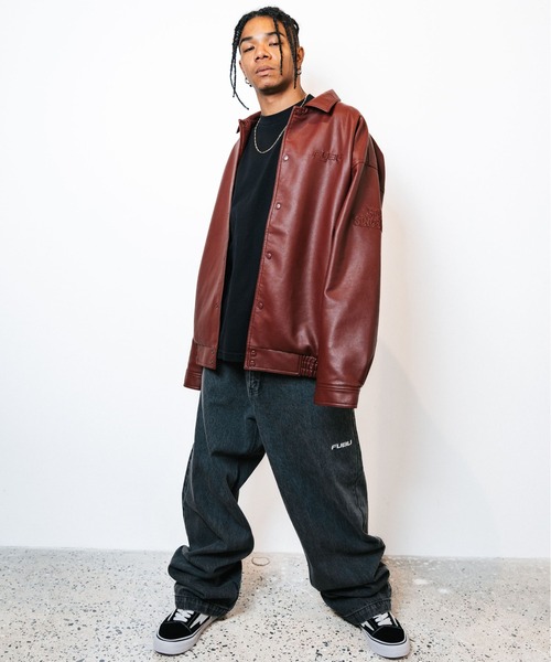 FUBU( フブ)の「FUBU フブ ロゴ ワッペン 刺繍 エコレザー アメカジ フライト ジャケット ブルゾン(MA-1・メンズ・ブラウン/バーガンディー/ブラック・M/L/XL/XXL)」の14枚目の写真