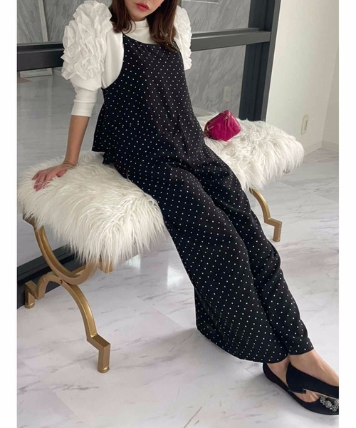 M y u（ミュー）の「イージーケア ドット柄バックフリル