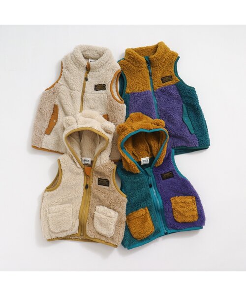 BREEZE（ブリーズ）の「【ユニセックス】ファーフリースベスト（ベスト・キッズ・ブラック/ピンク/キャメル/アイボリー/オレンジ/グリーン/オフホワイト・130/90/120/150/140/80/110/100）」の9枚目の写真