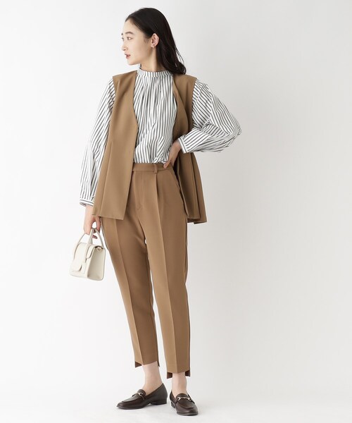 OPAQUE.CLIP（オペークドットクリップ）の「◆セットアップ対応 ペプラムジレ【洗濯機洗い可／イージーケア】（ベスト・レディース・ブラウン系その他/ブラック・38/40）」の8枚目の写真