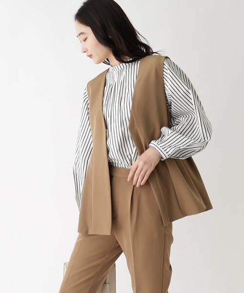 OPAQUE.CLIP（オペークドットクリップ）の「◆セットアップ対応 ペプラムジレ【洗濯機洗い可／イージーケア】（ベスト・レディース・ブラウン系その他/ブラック・38/40）」の11枚目の写真