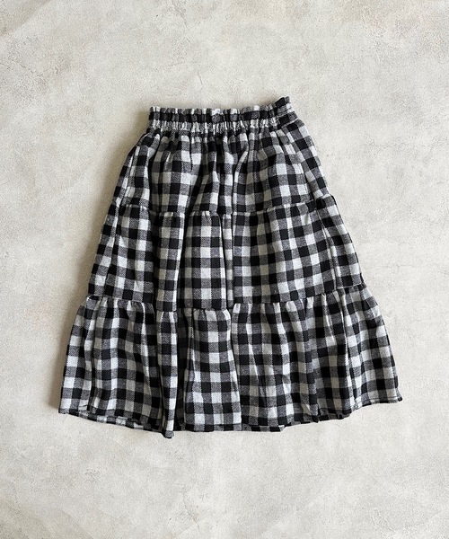A BOND（アボンド）の「バッファローチェックティアードスカート（kids/S～LL）（スカート・キッズ・ピンク/グレー/ブラウン・LL/S/M/L）」の2枚目の写真