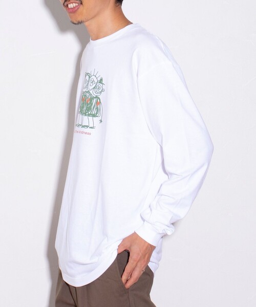 GLOSTER（グロスター）の「イラストレーター【ogwillust/オガワナツミ】コラボロンT vol1［spread the kindness］（Tシャツ/カットソー・メンズ・ホワイト/ネイビー・M/L）」の11枚目の写真