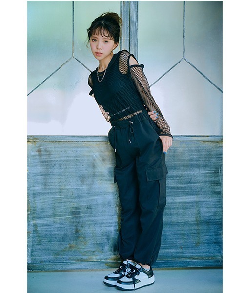 LOVETOXIC（ラブトキシック）の「【LTXC】吸水速乾ドローコードカーゴパンツ（その他パンツ・キッズ・オフホワイト/カーキ/ブラック/ピンク・S/M/L/LL）」の5枚目の写真