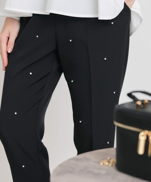 PICCIN PERLA(ピッチンペルラ)の「フロントタック センタープレス ラインストーンパンツ(スラックス・レディース・ブラック・S/M)」の8枚目の写真