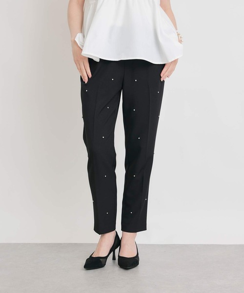 PICCIN PERLA(ピッチンペルラ)の「フロントタック センタープレス ラインストーンパンツ(スラックス・レディース・ブラック・S/M)」の10枚目の写真