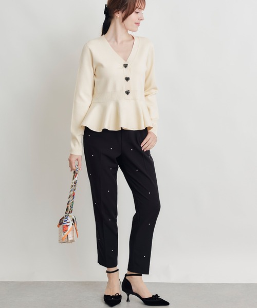 PICCIN PERLA(ピッチンペルラ)の「フロントタック センタープレス ラインストーンパンツ(スラックス・レディース・ブラック・S/M)」の19枚目の写真