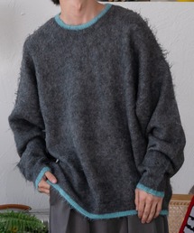 モヘアライクレトロ配色シャギーニット