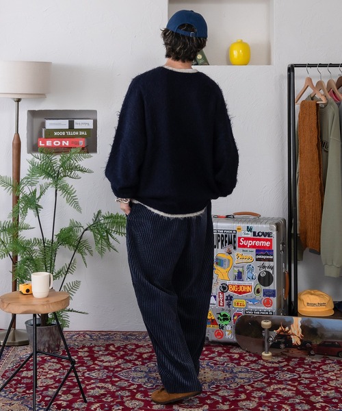 Perushu(ペルーシュ)の「モヘアライクレトロ配色シャギーニット(ニット/セーター・メンズ・ダークブラウン/チャコールグレー/ネイビー・MEDIUM/LARGE)」の14枚目の写真
