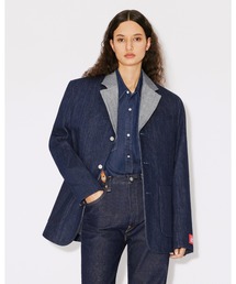 KENZO Levi's デニムジャケット グレー襟 KENZO×LEVI'S デニムジャケット FD65DV103LE1 インディゴ サイズ