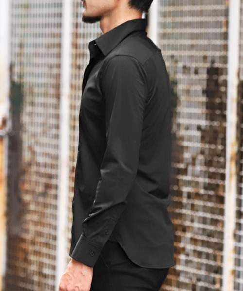 LUXSTYLE(ラグスタイル)の「スーパーストレッチレギュラーカラー長袖シャツ(シャツ/ブラウス・メンズ・ブラック/ホワイト・XL/L/M)」の4枚目の写真